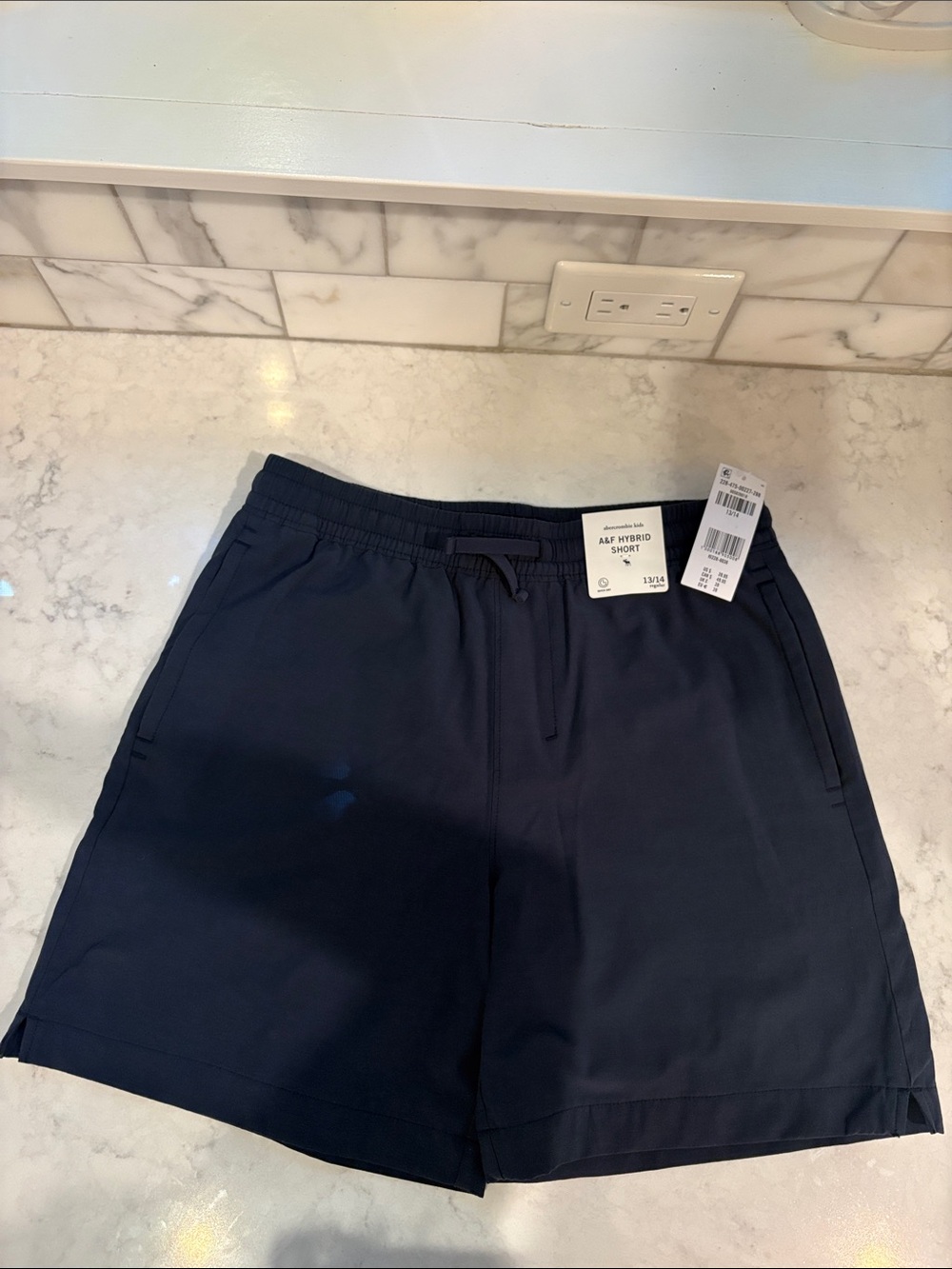 abercrombie kids Navy Drawstring Hybrid Shorts